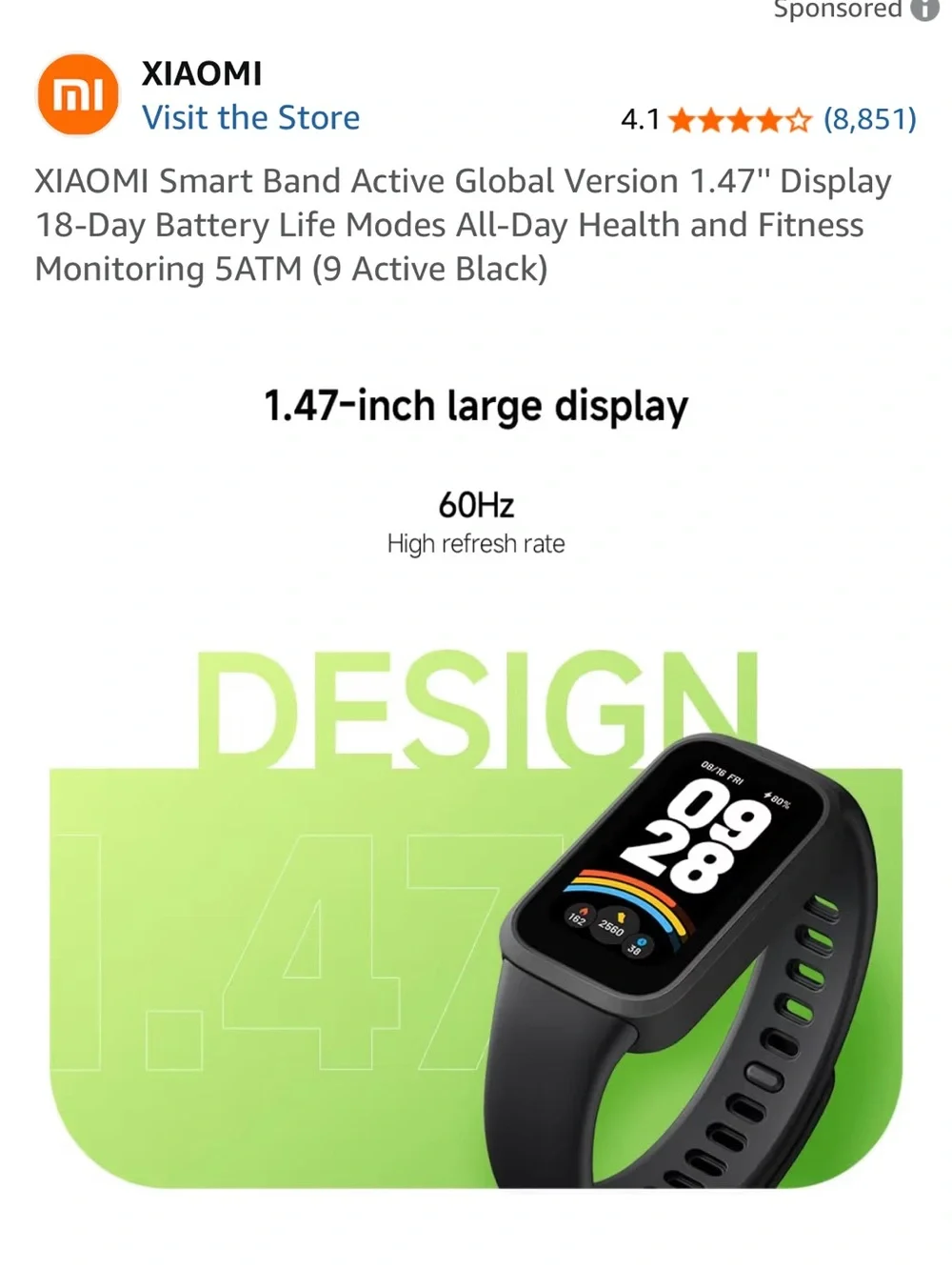 Smart Band 9 Active – Black Fitness Tracker